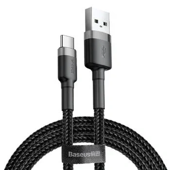Cablu alimentare si date Baseus Cafule, Fast Charging Data Cable pt. smartphone, USB la USB Type-C, 100W, braided, 2m, rosu + negru