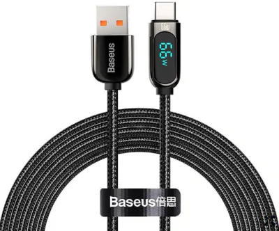 CABLU alimentare si date Baseus Display, Fast Charging Data Cable pt. smartphone, USB la USB Type-C 100W, braided, 2m, alb "P10382701211-01" - 6932172682224