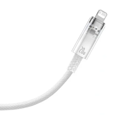 CABLU alimentare si date Baseus Explorer, Fast Charging Data Cable pt. smartphone, USB la Iphone Lightning 20W, 1m, control inteligent al temperaturii, alb "CATS010202" - 6932172629069