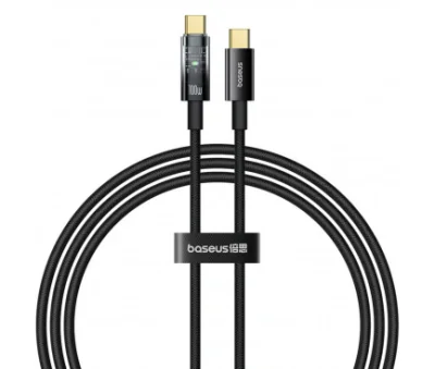 CABLU alimentare si date Baseus Explorer, Fast Charging Data Cable pt. smartphone, USB Type-C la USB Type-C 100W, oprire automata incarcare, braided, 2m, negru "P10319704111-00" - 6932172660604