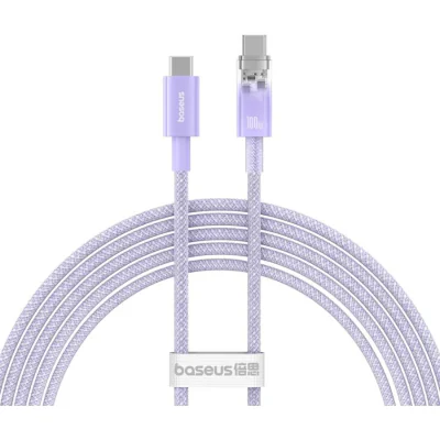 CABLU alimentare si date Baseus,Explorer Smart Temperature Control,Fast Charging pt smartphone,USB Type-C(T) la USB Type-C(T),100W,braided,2m,alb, "P10319703221-01" (include TV 0.18lei)-6932172642860