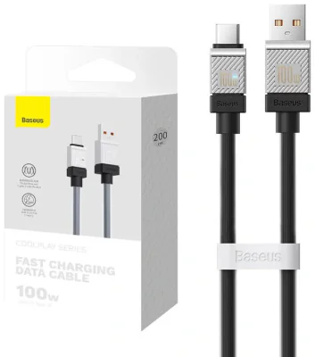 CABLU alimentare si date Baseus, Fast Charging Data Cable pt. smartphone, USB (T) la USB Type-C (T), 100W, 1m, alb, "CAKW000602" (include TV 0.18lei) - 6932172626815