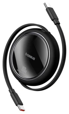 CABLU alimentare si date Baseus Free2Pull, Fast Charging Data Cable pt. smartphone, retractabil, USB Type-C la USB Type-C 100W, 2m, contine 2 bucati, negru "P10364500113-08" - 6932172687687