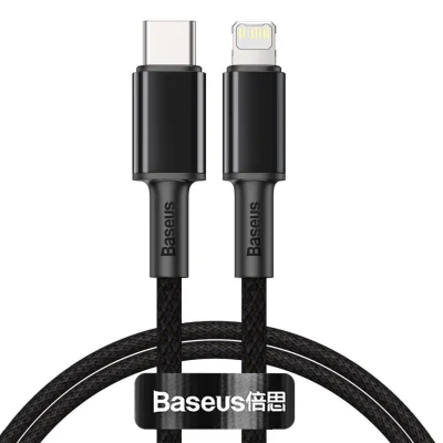 CABLU alimentare si date Baseus High Density Braided,Fast Charging Data Cable pt. smartphone,USB Type-C la Lightning PD 20W, braided, 1m, alb "CATLGD-02" - 6953156231924