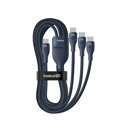 CABLU alimentare si date Baseus One-for-three, Fast Charging Data Cable pt. smartphone, USB Type-C la 3 x USB Type-C 100W, 1.5m, albastru "P10377503321-00" - 6932172669805