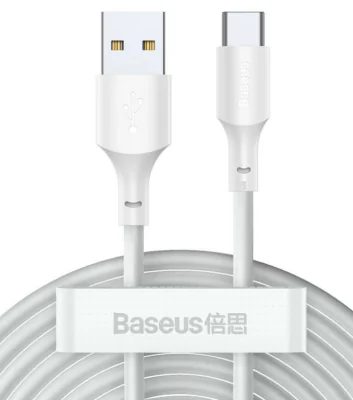Cablu alimentare si date Baseus Simple Wisdom, Fast Charging Data Cable pt. smartphone, USB la USB Type-C 5A (2buc/set), 1.5m, alb