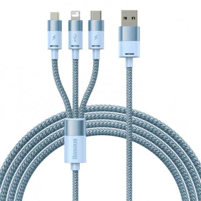 CABLU alimentare si date Baseus StarSpeed 1-for-3, pt. smartphone, USB la Micro-USB + Lightning Iphone + USB Type-C, 1.2m, negru "CAXS000001" - 6932172622268