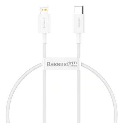 CABLU alimentare si date Baseus Superior, Fast Charging Data Cable pt. smartphone, USB Type-C la Lightning Iphone PD 20W, 0.25m, alb
