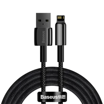 CABLU alimentare si date Baseus Tungsten Gold,Fast Charging Data Cable pt. smartphone,USB la Lightning 20W, braided,2m rezistent zgarieturi,negru "CATLWJ-A01" - 6953156232044