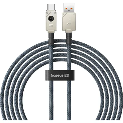 CABLU alimentare si date Baseus Unbreakable, Fast Charging Data Cable pt. smartphone, USB la USB Type-C 100W, 2m, braided aliaj zinc, negru "P10355801111-01" - 6932172633226