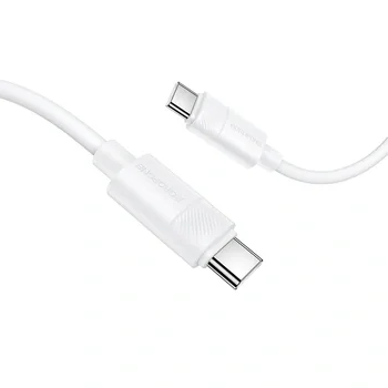 CABLU alimentare si date Borofone "BX123", Charging Data Cable pt. smartphone, USB Type-C la USB Type-C, 60W, 1m, alb "6941991124242"