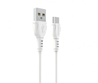 CABLU alimentare si date Borofone "BX51", Charging Data Cable pt. smartphone, USB la microUSB, 3A, 1m, alb "6931474743923"