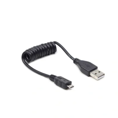 CABLU alimentare si date GEMBIRD, pt. smartphone, USB 2.0 (T) la Micro-USB 2.0 (T), 0.6m, spiralat, conectori auriti, negru, "CC-mUSB2C-AMBM-0.6M"