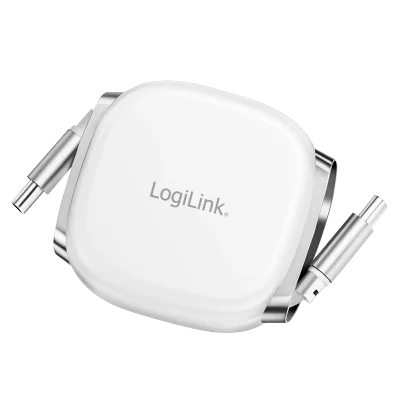 CABLU alimentare si date LOGILINK, pt. smartphone, USB 2.0, USB Type-C (T) la USB Type-C (T), 1m, PD 60W, 480Mbps, retractabil, ecranat, plastic, white, "CU0501"