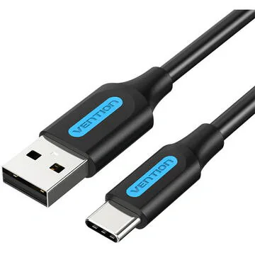Cablu alimentare si date Vention, USB 2.0 (T) la USB Type-C (T), 1m rata transfer 480 Mbps, invelis PVC, negru, "COKBF" - 6922794748644
