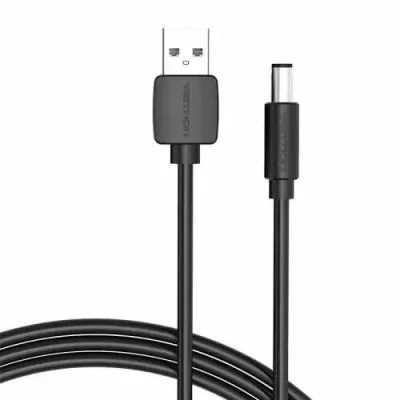 Cablu alimentare Vention, USB 2.0 (T) la DC 5.5mm (T), 0.5m, 5V, 3A, PVC, negru, "CEYBD" -6922794757660
