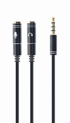 GEMBIRD CCA-417M Adapter Stereo Mini Jack M 4-pin -> 2x Mini Jack F metal black