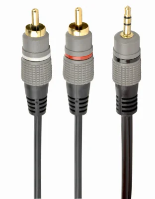 GEMBIRD 3.5mm stereo plug to 2xRCA plugs 2.5m cable gold-plated connectors