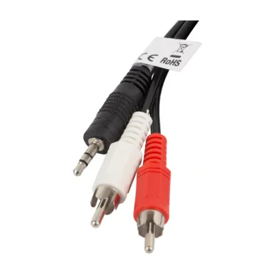 Cablu audio Lanberg Mini Jack 3,5 mm (tată) 3 pini la 2x RCA (tată), 2 metri