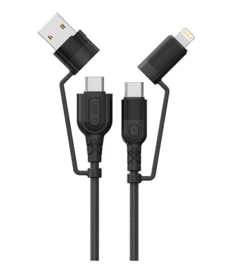 Cablu Audio Lemontti USB A&C-USB-C, material: Aliaj aluminiu, Nailon impletit, lungime 1,2m, - iesire USB-A la USB-C: 5V/2A Max 10W,  iesire USB-A la Lightning: 5V/2.4A, iesire USB-C la Lightning: 5V/3A 9V/2A 12V/1.5A 15V/2A 30W Max, iesire USB-C la 