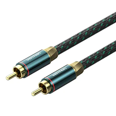 Cablu audio Vention, RCA (T) la RCA (T), 2m, conectori auriti, verde, "BCTGH"