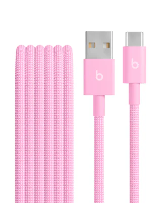 Cablu Beats USB-A la USB-C, împletit, 1,5 m, Power Pink