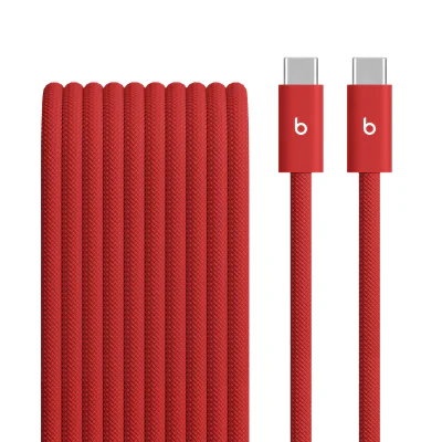 Cablu Beats USB-C la USB-C, 240 W, împletit, 3 m, Rapid Red