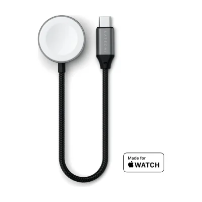 Cablu de încărcare rapidă magnetic Satechi USB-C pentru Apple Watch, Space Gray