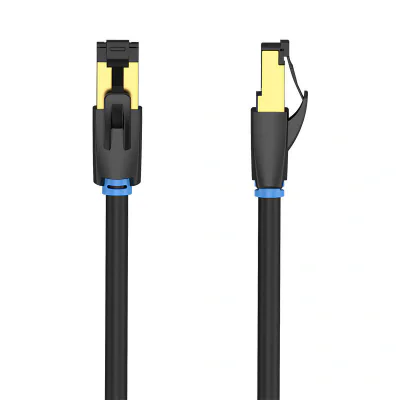 Patch Cord S/FTP Vention, 1m, Cat 8, RJ-45 (T) la RJ-45 (T), 40 Gbps, 28 AWG, ecranat, conectori auriti, negru "IKABF" - 6922794742819