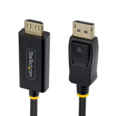 StarTech.com 2m DisplayPort to HDMI Adapter Cable with Gripping Connectors, 4K 60Hz, HDR, Uni-Directional DP to HDMI Video Converter, DP Desktop to HDMI Monitor, 2 m, DisplayPort, HDMI Type A (Standard), Male, Male, Straight