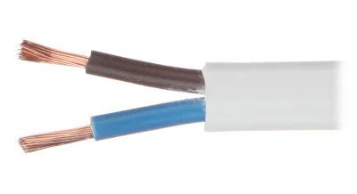 Cablu electric plat Mercor OMYP-2X1.0, 2 x 1,0 mm², conductor Cu, alb, 300 V, rolă 100 m