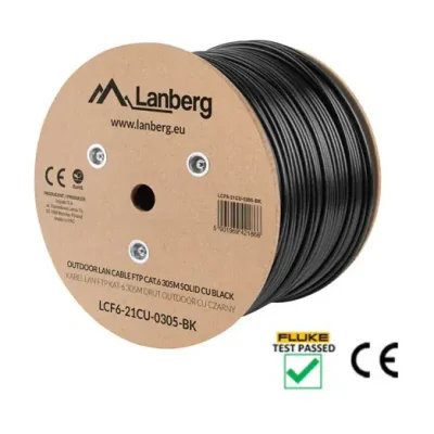 Cablu FTP Lanberg Cat.6, conductor solid CU, exterior, 305 metri, negru