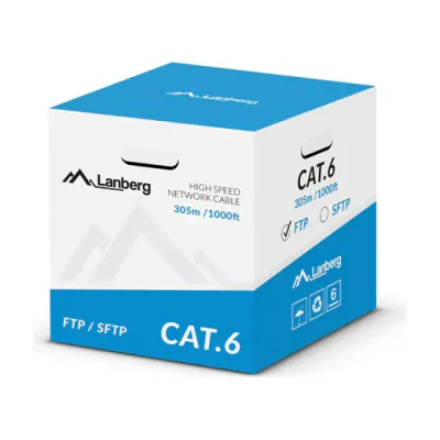 Cablu FTP Lanberg Cat.6, CU solid, 305 metri, gri, CPR Eca