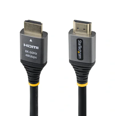 StarTech.com 1ft (30cm) Certified Ultra High Speed HDMI Cable, 8K 60Hz/4K 120Hz, HDMI 2.1 Cable with HDR10+ / eARC, 48Gbps, 8K HDMI Cord for Monitor/TV/Display, Flexible TPE Jacket, 0.3 m, HDMI Type A (Standard), HDMI Type A (Standard), 48 Gbit/s, Audio Return Channel (ARC), Black, Silver