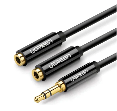 Cablu Jack Jack UGREEN 10739, 0,25 metri, 3.5mm tată - 2 x 3.5mm mamă