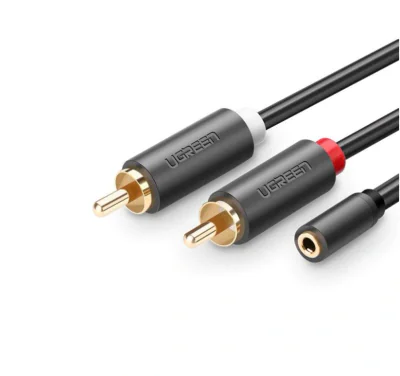 Cablu Jack RCA UGREEN 10561, 0,2 metri, 3.5mm mamă - 2 x RCA tată