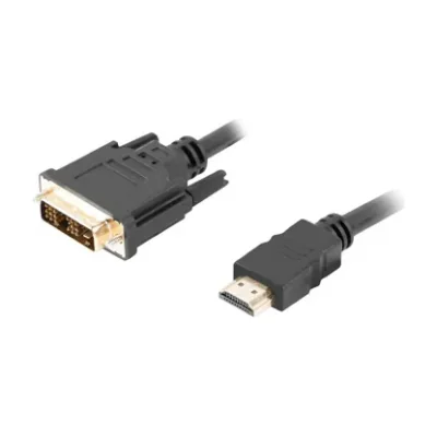 Cablu Lanberg HDMI(M)->DVI-D(M)(18+1) 1,8 metri, Single Link, conectori placați cu aur, negru