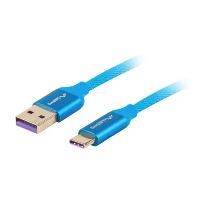 Cablu Lanberg USB-C(M)-USB-A(M) 2.0 Premium, 1 metru, albastru, 5A