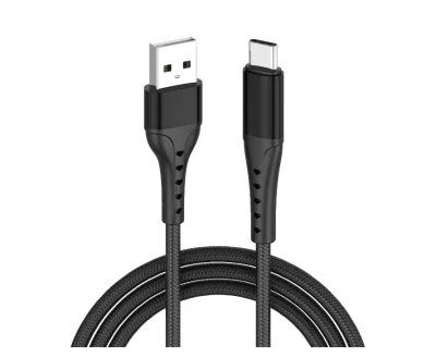 Cablu Lemontti Bending Aluminum USB-A la Type-C, Fast Charge, lungime 1.2m, Negru