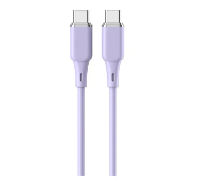 Cablu Lemontti Liquid Silicon Type-C la Type-C, Fast Charge, PD 60W, lungime 1.2m, Mov