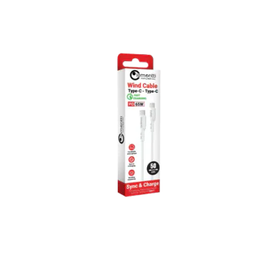 Cablu Lemontti Wind Fast Charge Type-C la Type-C, PD 65W, lungime 0.5m, Alb
