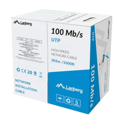 Cablu rețea UTP Lanberg CCA, 305 metri, solid, 100 MHz, albastru