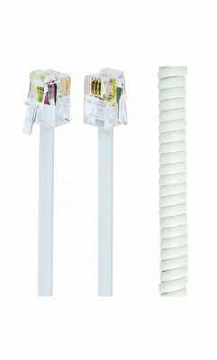 GEMBIRD TC4P4CS-2M-W Telephone handset spiral cord RJ10 4P4C 2m white