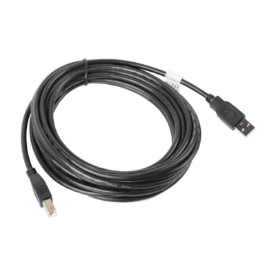 Cablu USB-A la USB-B Lanberg, USB 2.0, 5 metri, conector auriu, negru