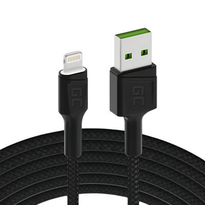 Cablu USB-A - Lightning Green Cell KABGC12, Ray, 2 m