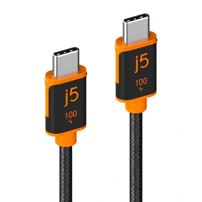Cablu USB J5CREATE JUCX25L18-N, 1,8 m, USB C male - USB C male, Black, Orange