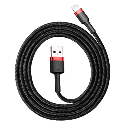 Cablu USB Lightning Baseus Cafule 2.4A 1m (negru/roșu)