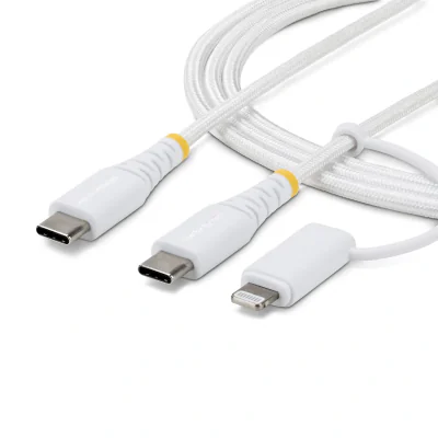 Cablu USB STARTECH 1M-U2-LNTC-CABLE, Aluminum mylar foil, 1 m, USB C male - USB C male, White