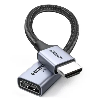 CABLU video prelungitor Ugreen, "HD165" HDMI 2.1 (T) la HDMI 2.1 (M), rezolutie maxima 8K/60 Hz, conectori auriti, braided, 0.15m, negru "15518" - 6941876215188