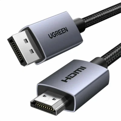 CABLU video Ugreen, "DP125" DP (T) la HDMI (T), 4K/30Hz, lungime 1.5m, braided, negru "35841" - 6941876238415